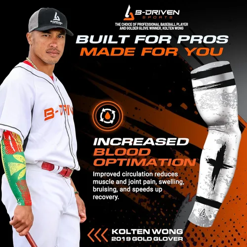 Miniatura 2 de B-Driven Sports Sleeve Pro-Fit - Manga de compresión para hombres y mujeres - Manga de brazo de baloncesto y voleibol - Individual Galaxia