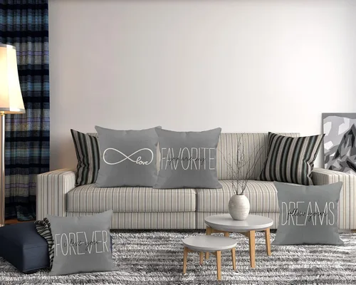 Miniatura 2 de Juego de 4 fundas de almohada de lino color gris rústico Love You are My Favorite Partner I Love You Forever Follow Funda de almohada para Multi 513