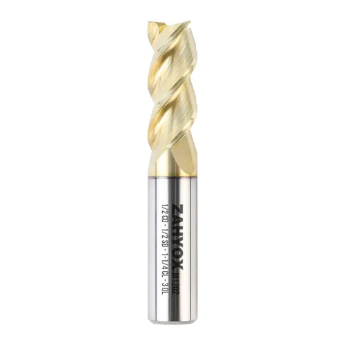 ZahyoX 3 flautas ZrN recubierto de punta cuadrada para aluminio, broca de fresado CNC en espiral de carburo sólido, diámetro de 1/2 pulgada, vástago