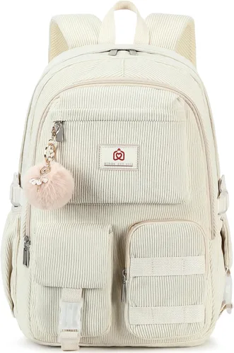 Miniatura 7 de Hidds Mochila escolar para adolescentes, niñas, mujeres, 15.6 pulgadas, mochila universitaria, bolsa de trabajo de pana, mochila de trabajo