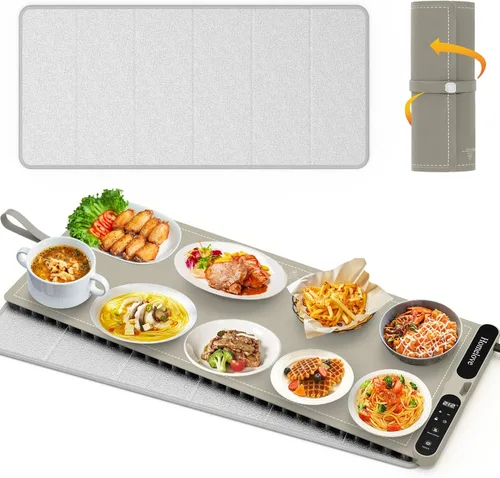Miniatura 19 de Homelove Tapete de calentamiento para alimentos – Bandeja de calentamiento eléctrica rápida de superficie completa con 7 ajustes de temperatura
