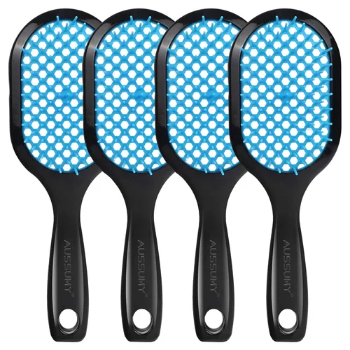 Miniatura 9 de Paquete de 4 cepillos de cabello desenredante ventilados – Cepillo desenredante con cerdas suaves para sin esfuerzo – Ideal para cabello húmedo seco