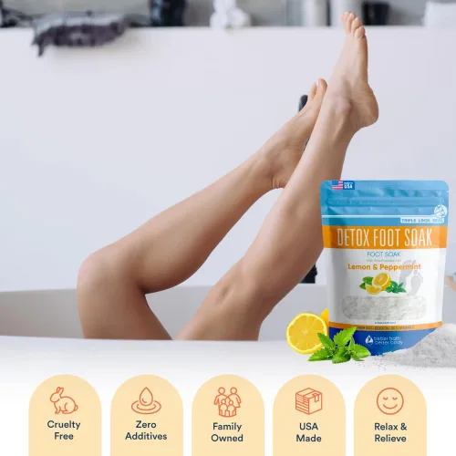 Miniatura 3 de Detox - Remojamiento para pies (2 libras) de sal de Epsom con aceites esenciales de limón y menta