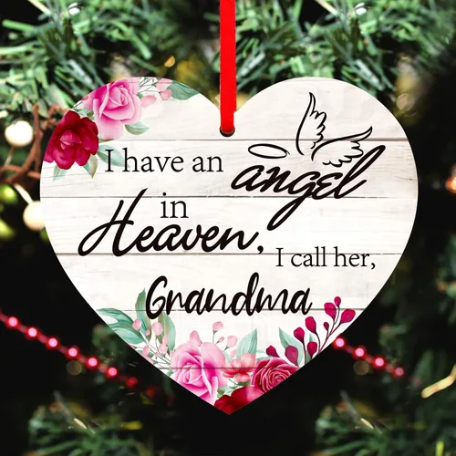 Miniatura 4 de SICOHOME Adorno conmemorativo para abuela, recuerdo con texto en inglés "I Have an Angel in Heaven", regalos de condolencias por la pérdida