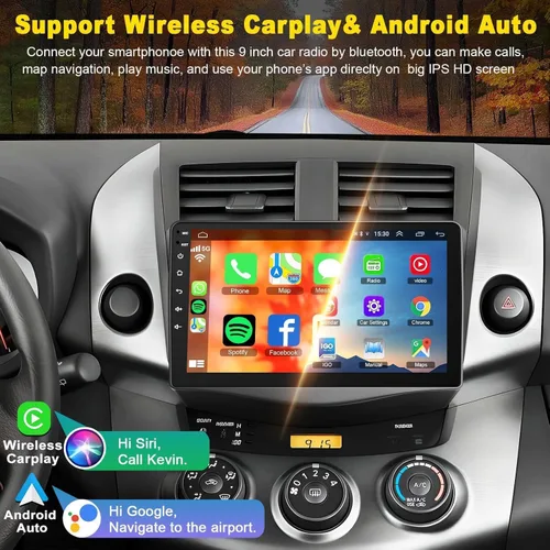 Miniatura 3 de Radio estéreo de coche 4G+64G para Toyota RAV4 2007-2012, Carplay inalámbrico y Android Auto con Android 13 compatible con Bluetooth/Control