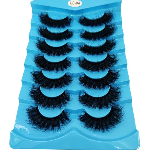 Miniatura 13 de 6 pares de pestañas postizas de ojo de gato, esponjosas pestañas de visón sintético 8D, pestañas dramáticas largas y gruesas (7 pares-BHZ01)