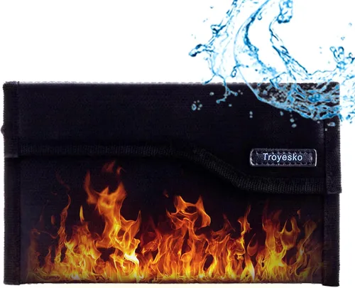 Pequeña bolsa de dinero ignífuga, para dinero en efectivo e identificación, 2012℉ 8x5 pulgadas pequeña bolsa ignífuga, contenedor de sobre fuego,