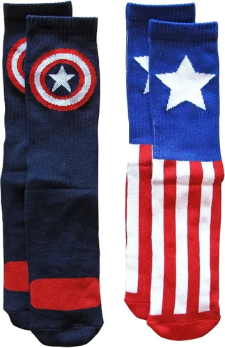 Miniatura 2 de Marvel Calcetines deportivos Capitán América para hombre, paquete de 2 pares, talla de calcetín 10-13/talla de zapato 6-12