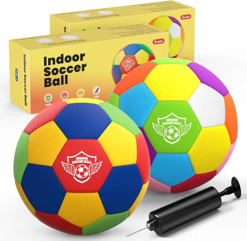 HopeRock Pelota de Fútbol Blanda de Espuma para Interior Tamaño 4 para Niños para Tu Hogar, Ligera Segura y Divertida para Entrenamiento de