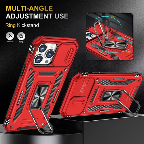Miniatura 15 de Funda para iPhone 13 Pro con funda para cámara, con soporte de anillo para soporte, con función de montaje magnético para automóvil, para iPhone 13