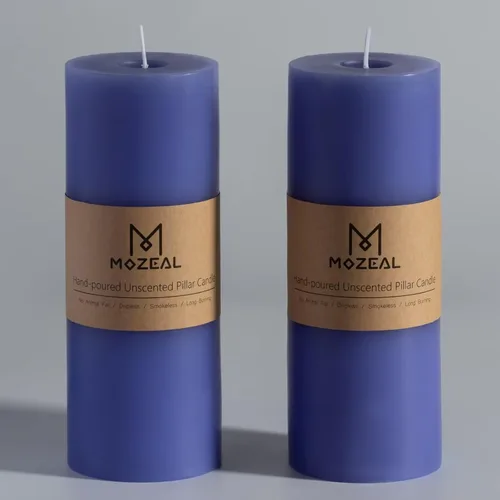 Miniatura 39 de MOZEAL Velas grandes sin perfume vertidas a mano de 3 x 8 pulgadas, sin humo, juego de 2, combustión lenta, sin goteo, aproximadamente 150 horas