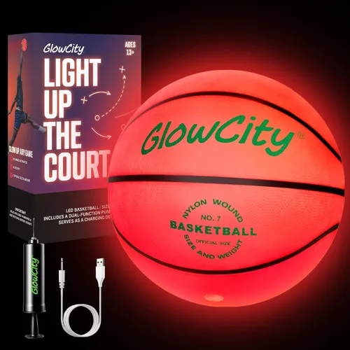 Miniatura 11 de GlowCity Baloncesto que brilla en la oscuridad – Tamaño 5, 6, 7 bola iluminada para niños, adolescentes y adultos – Juegos nocturnos al aire libre