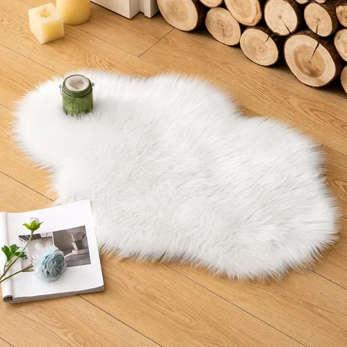 Miniatura 35 de MIULEE Alfombra de Piel de Oveja Sintética de 3 x 5 Pies, Alfombras de Área Mullidas de Lujo - Alfombra Decorativa Shag Súper Suave para Dormitorio