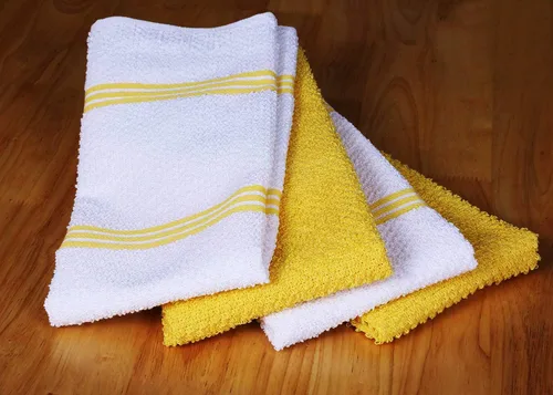 Miniatura 2 de Amour Infini paños de cocina y repasadores, 100 % algodón, muy absorbentes, se pueden lavar a máquina Rayas amarillas