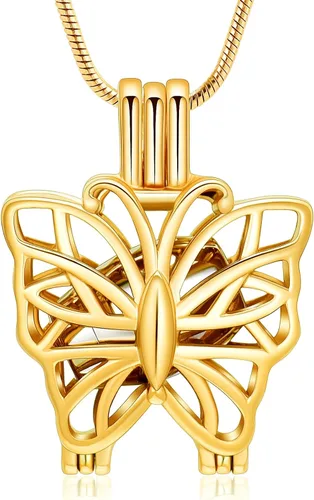 Miniatura 13 de Collar de urna de mariposa para cenizas, colgante de mariposa, collar de recuerdo de cremación para mujer Personalizar