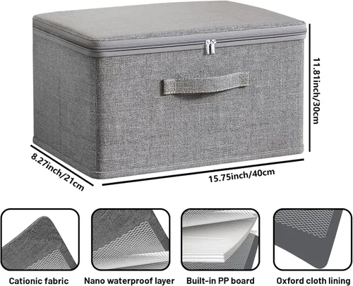Miniatura 5 de Contenedores de almacenamiento plegables para organización del hogar, cajas organizadoras plegables de tela impermeable [3 unidades], 15.75 x 11.81
