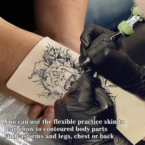Miniatura 5 de 10 piezas de piel de práctica de tatuaje, piel falsa de doble cara de grado profesional para tatuajes (7.36 x 5.59 pulgadas), ideal