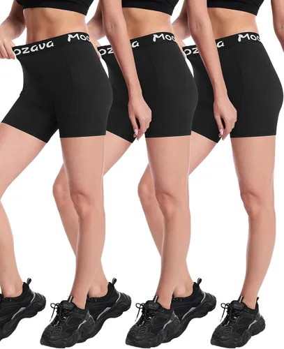 Miniatura 2 de Moozava Pantalones cortos de voleibol de elastano de 5 pulgadas para mujer, paquete de 3 pantalones cortos de compresión atléticos