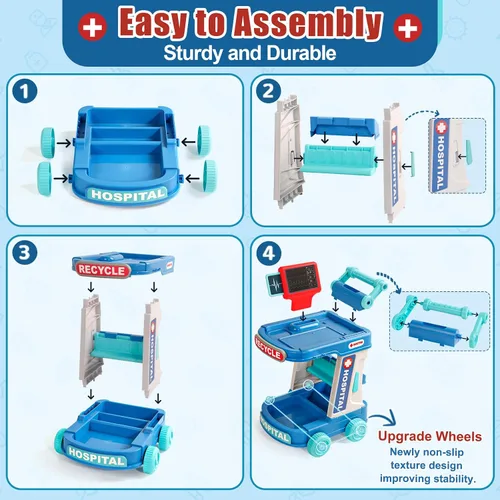 Miniatura 8 de Kit de médico para niños pequeños de 3 a 5 años, divertido juego de doctor para niñas de 2, 3, 4, 5 años, juguetes de vestir con carrito, disfraz