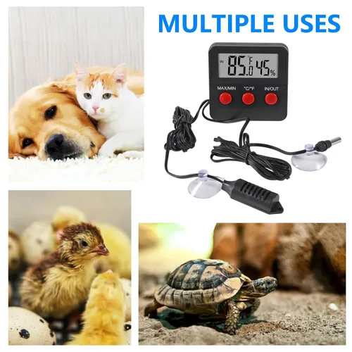 Miniatura 6 de Termómetro digital y termómetros de humedad para interiores y exteriores, medidor de temperatura e higrómetro digital con sonda para terrario de 3