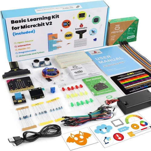 Miniatura 2 de KEYESTUDIO Micro:bit Kit básico de inicio para adolescentes y principiantes - Kit de aprendizaje electrónico con sensores, LED y tutoriales