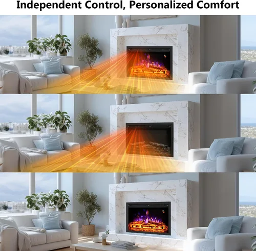 Miniatura 7 de Insertos de chimenea eléctrica de 24.5 pulgadas, brillo ajustable, termostato y temporizador, protección contra sobrecalentamiento, 750/1500 W