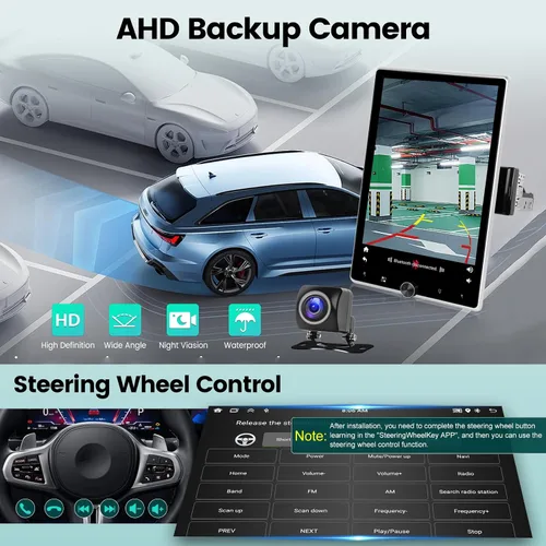 Miniatura 5 de 2G+64G Solo DIN Android Car Stereo 10.4 pulgadas Rotatorio Vertical Pantalla Táctil Radio con Carplay Inalámbrico y Android Auto/EQ