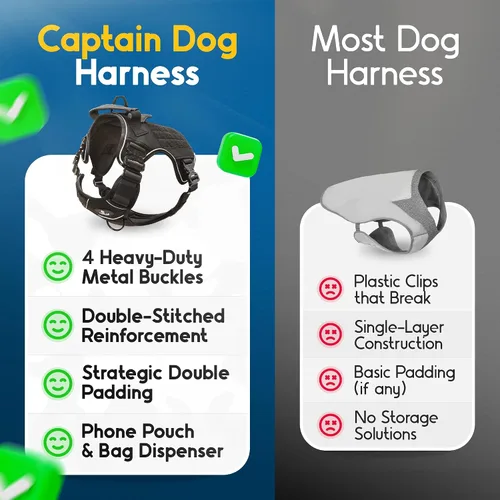 Miniatura 5 de Chaleco para perro de servicio sin tirones para perro de tamaño mediano con 4 hebillas de metal y doble costura, chaleco reflectante sin tirones