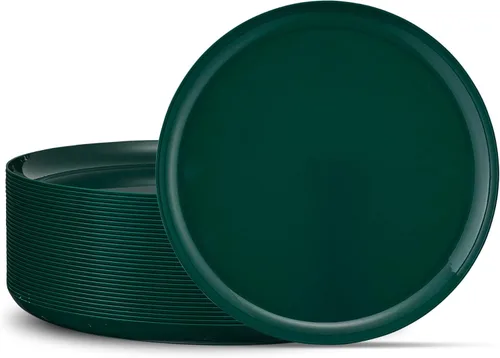 Miniatura 37 de [30 unidades de 8.6 pulgadas] Platos de fiesta de plástico azul oscuro Colección Edge Collection Premium pesado elegante vajilla desechable