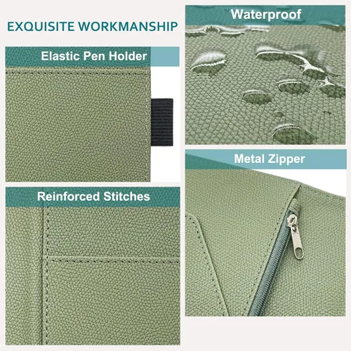 Miniatura 6 de RSAquar Libreta de servidor con bolsillo con cremallera, libretas de servidor de cuero premium para camarera, cartera de camarero libreta