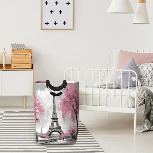 Miniatura 5 de Cesta de almacenamiento retro de la Torre Eiffel de París, cesta de almacenamiento de juguetes, organizador de ropa, para el hogar, baño, Retro
