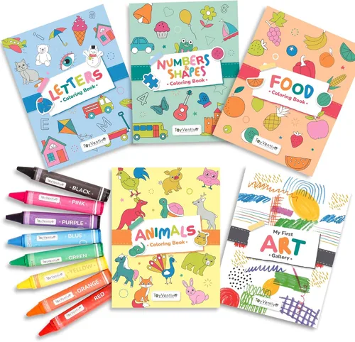 Miniatura 8 de TOYVENTIVE Libros para colorear y crayones para niños pequeños, juguetes y regalos de cumpleaños para niños de 1+, 2, 3, 4 años, niños pequeños