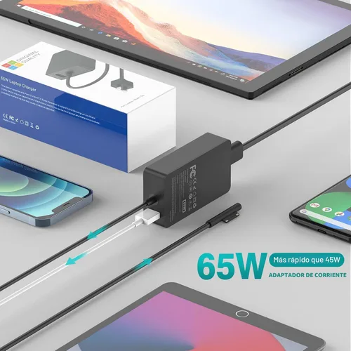 Miniatura 3 de Cargador de 65 W compatible con Microsoft Surface Pro 11, 10, 9, 8, 7+, 7, 6, 5, 4, 3, X, adaptador de corriente para Windows Surface Laptop