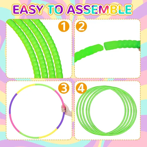 Miniatura 3 de Shappy - 6 piezas de aros de ejercicio desmontables ajustables, juguete de plástico, juguetes de patio de juegos, aros circulares