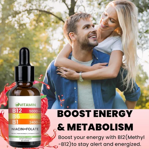 Miniatura 6 de Gotas líquidas de vitamina B12 y B6, complejo de vitamina B sublingual B12 - Vitamina B 12 5000mcg - B12 metilcobalamina para energía, cerebro