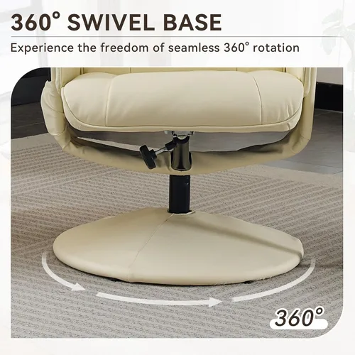 Miniatura 4 de Silla reclinable con otomana, silla de masaje giratoria de 360° con reposapiés, masaje de vibración de 5 puntos, calefacción de asiento y respaldo