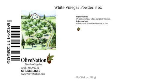 OliveNation Vinagre blanco destilado en polvo, condimento picante para cocinar, hornear, aderezos, polvo de polvo, sin OMG, sin gluten, vegano, 8