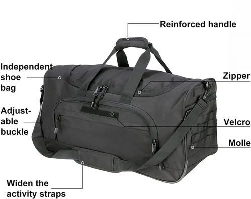 Miniatura 3 de HYKING Bolsa de gimnasio para mujeres y hombres, bolsa táctica militar de fin de semana, entrenamiento, ligera, impermeable, deportiva, bolsillo