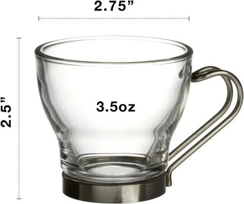 Miniatura 3 de Bormioli Rocco Verdi - Taza de café expreso con mango de acero inoxidable, juego de 4, caja de regalo, 3.5 onzas