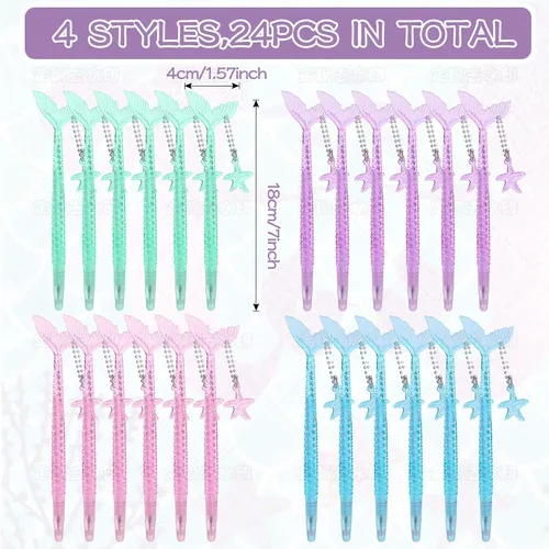 Miniatura 3 de LiYiQ Juego de 148 calcomanías de papel de sirena para regalo de devolución, mini cuadernos, bolígrafos, calcomanías para suministros de cumpleaños