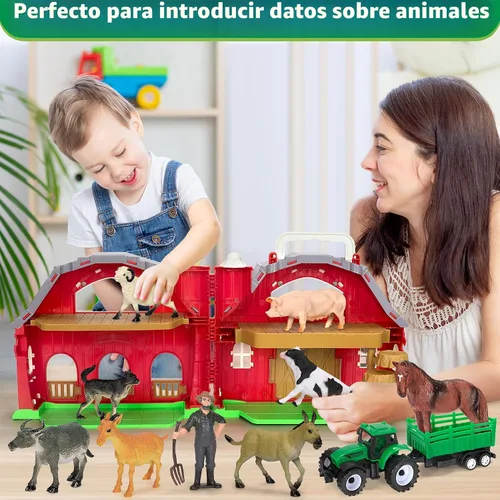 Miniatura 5 de Juguetes de Animales de Granja para Niñas y Niños Pequeños de 1, 2, 3, 4, 5 Años, Gran Granero Rojo de Granja con Figuras de Animales y Juguete