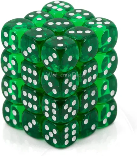 Chessex DND - Juego de dados D&D, 0.472 in, juego de dados poliédricos de plástico translúcido verde y blanco, dados de mazmorras y dragones,