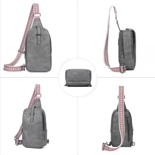 Miniatura 7 de KouLi Buir Bolso bandolera pequeño para mujeres y hombres, cangurera de piel sintética, bolsa cruzada con correa de guitarra