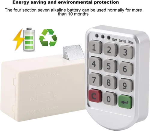 Miniatura 9 de Cerradura de teclado electrónico digital inteligente para gabinetes: aleación de zinc duradera, fácil de instalar, duración de la batería de 10