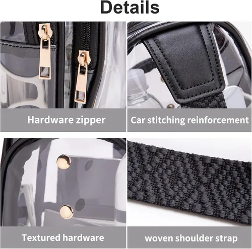 Miniatura 6 de Bolso bandolera transparente para eventos de estadio, bolsa cruzada para mujer, aprobada para estadios