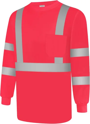 Miniatura 11 de Camisas de alta visibilidad para hombres Clase 3 Hi Vis reflectantes, camisas de seguridad para construcción para hombres y mujeres, de manga larga