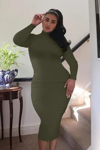 Miniatura 7 de GOBLES Vestido largo sexy de manga larga con cuello alto y elegante para mujer