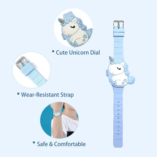 Miniatura 3 de Reloj de unicornio para niños para niñas pequeñas, tiempo de aprendizaje 3D lindo diseño de concha de dibujos animados niños reloj LED digital