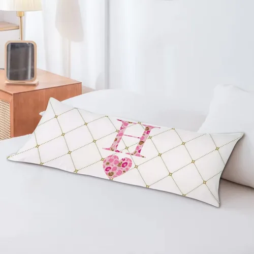 Miniatura 3 de Funda de almohada corporal con monograma del alfabeto y corazón, estampado de leopardo rosa, letra H, almohadas para dormir, funda de almohada larga