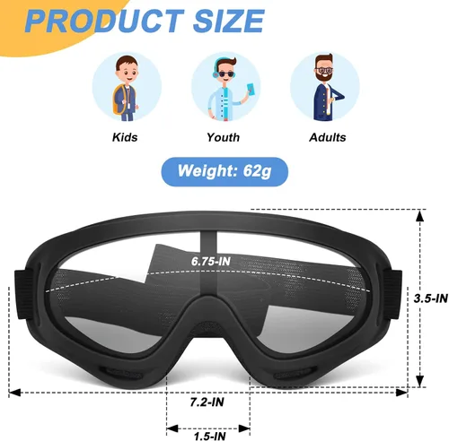 Miniatura 2 de POKONBOY Gafas protectoras/gafas de seguridad/gafas de motocicleta compatibles con pistolas Nerf para niños, adolescentes, juego de batalla al aire